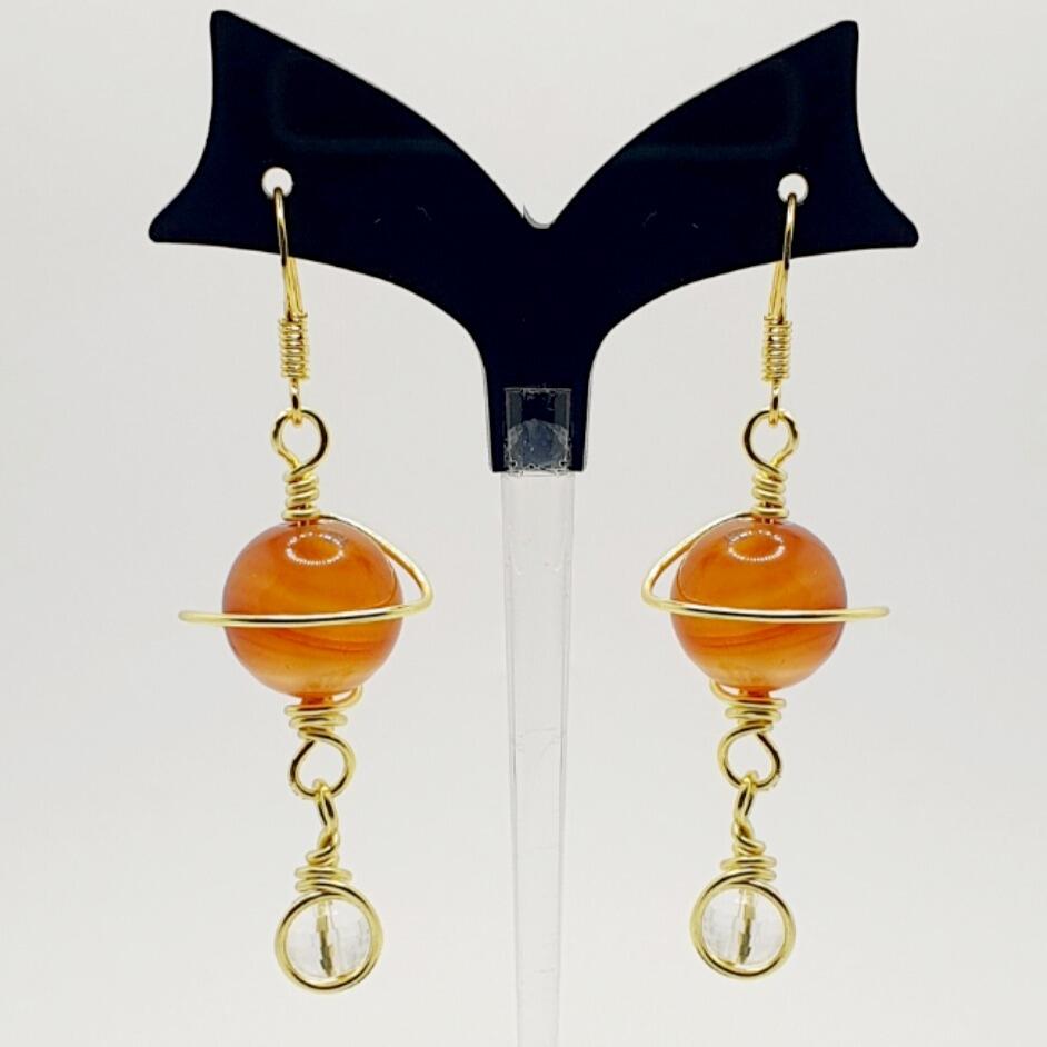 Andromeda Planet Pendant & Earrings carnelian earring making kit — DIY set with beads and instructions for creating handmade jewelry