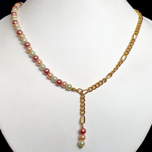 Olga Pearl Necklace Makes 3 candy gold necklace making kit — DIY set with beads and instructions for creating handmade jewelry