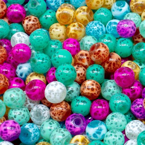 Speckled Glass Beads 6mm Round   Mixed 60pcs for jewellery making