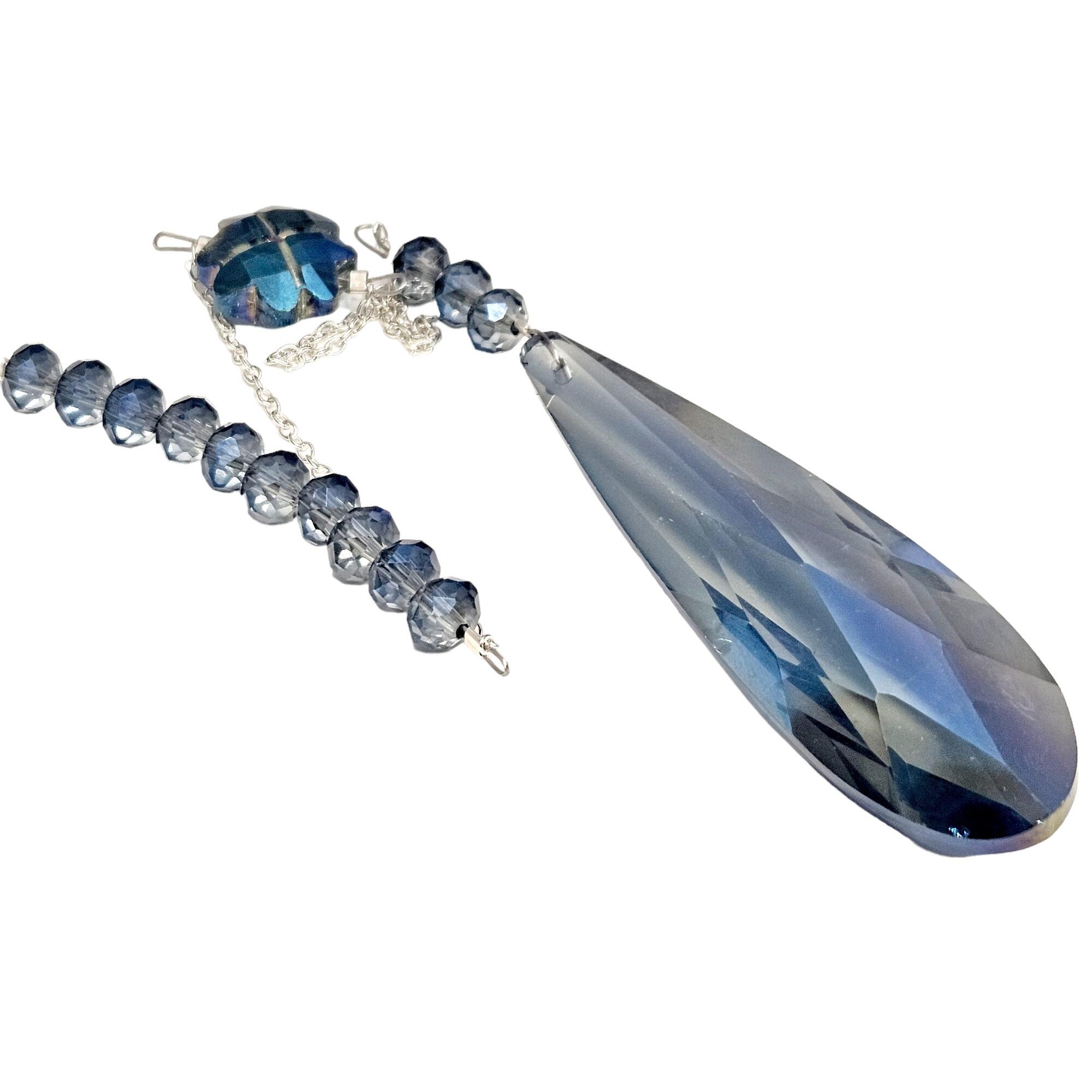 Lucky Drop Suncatcher Makes 2 blue shimmer jewelry making kit — DIY set with beads and instructions for creating handmade jewelry