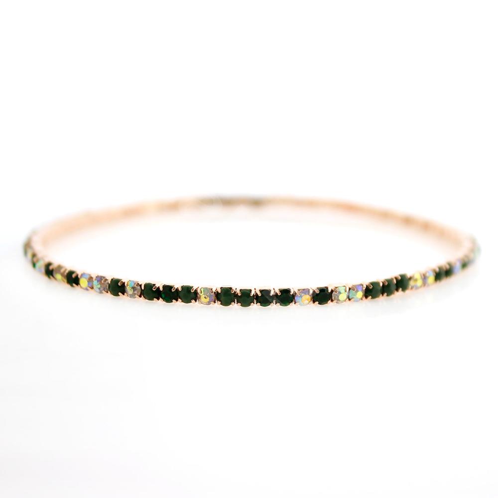 Crystal Bangle - Rose Gold with Fern Green combi