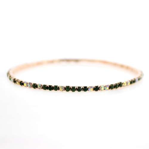 Crystal Bangle - Rose Gold with Fern Green combi