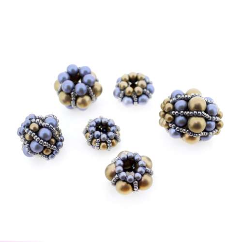 Satin Erudite Beads Bundle golden purple jewelry making kit — DIY set with beads and instructions for creating handmade jewelry
