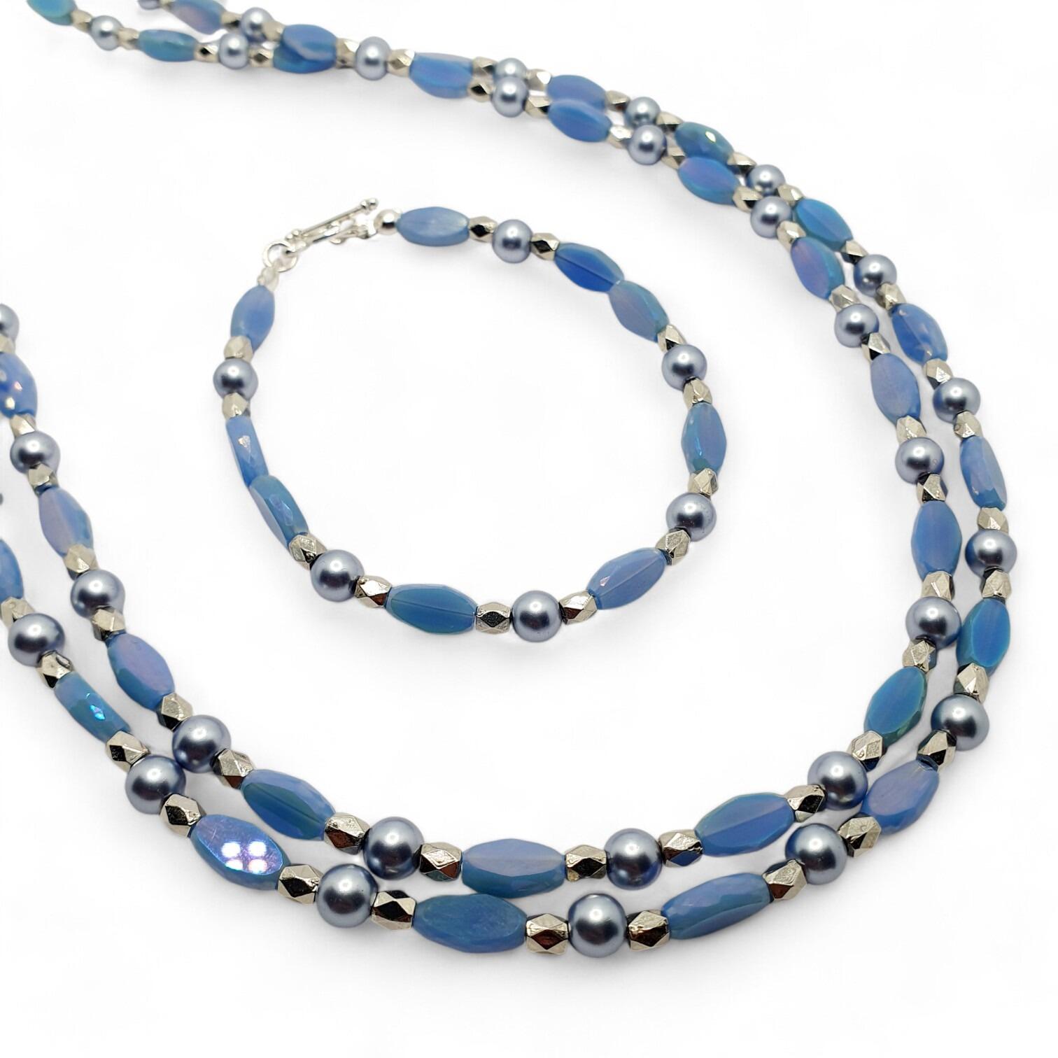 Sheila Crystal Oval Jewellery sky blue jewelry making kit — DIY set with beads and instructions for creating handmade jewelry
