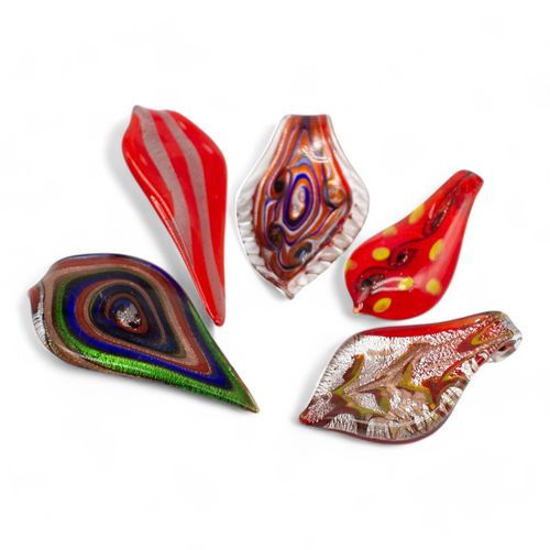 Lampwork Sheild Pendant Mix 5pcs   Red 70mm for jewellery making