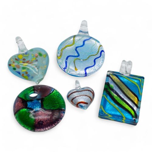 Lampwork Assorted Pendant Mix 5pcs   Turquoise 50mm for jewellery making