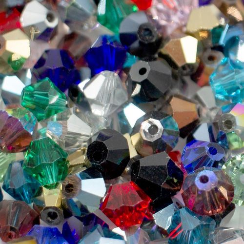 8mm crystal bicone beads mixed, pack of 40 — faceted for jewelry making and beadwork