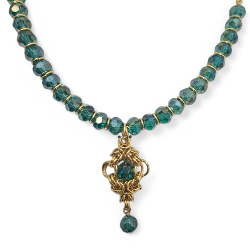 Crystal Romanov Necklaces teal ab necklace making kit — DIY set with beads and instructions for creating handmade jewelry