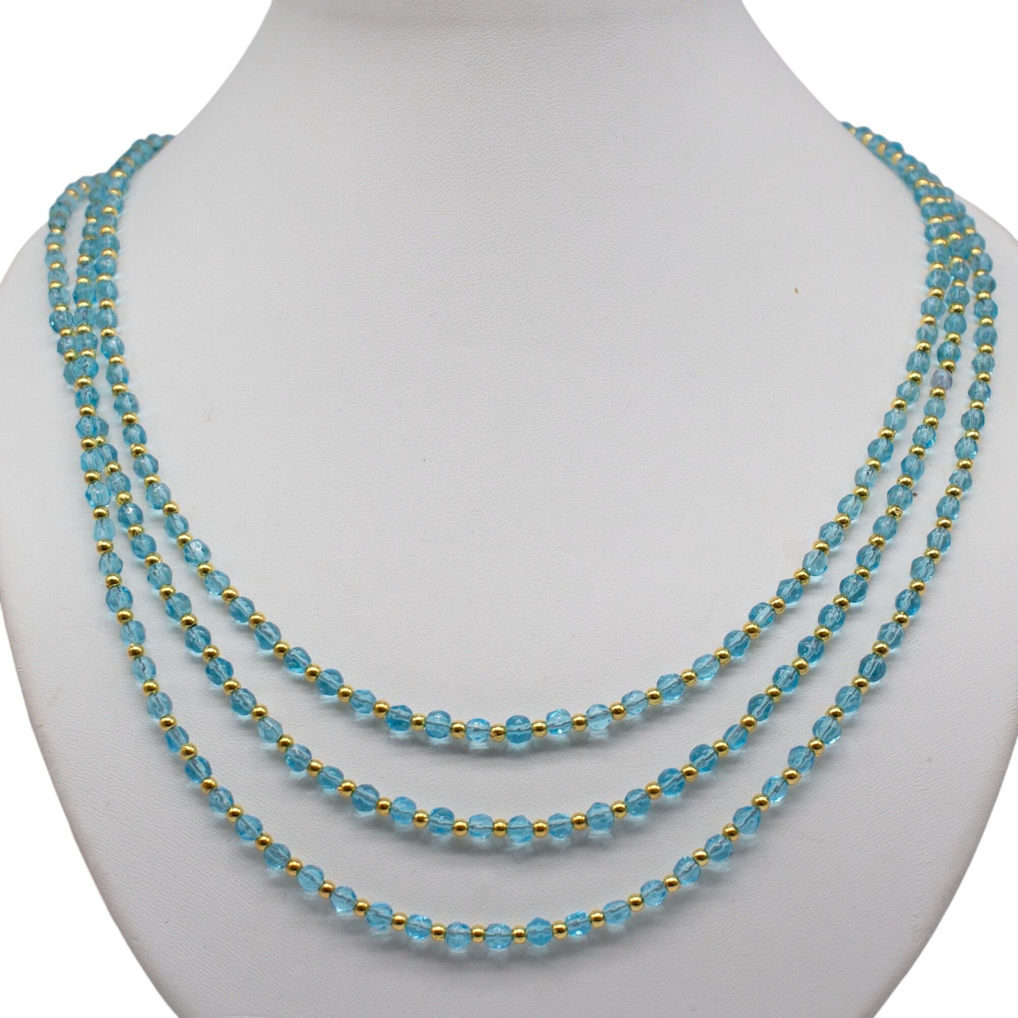 Facet Graduated Glass Necklace Makes 2 turquoise necklace making kit — DIY set with beads and instructions for creating handmade jewelry