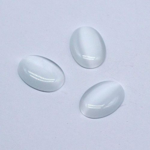Cateye Oval Cabochon 14x10mm 1pc   White for jewellery making