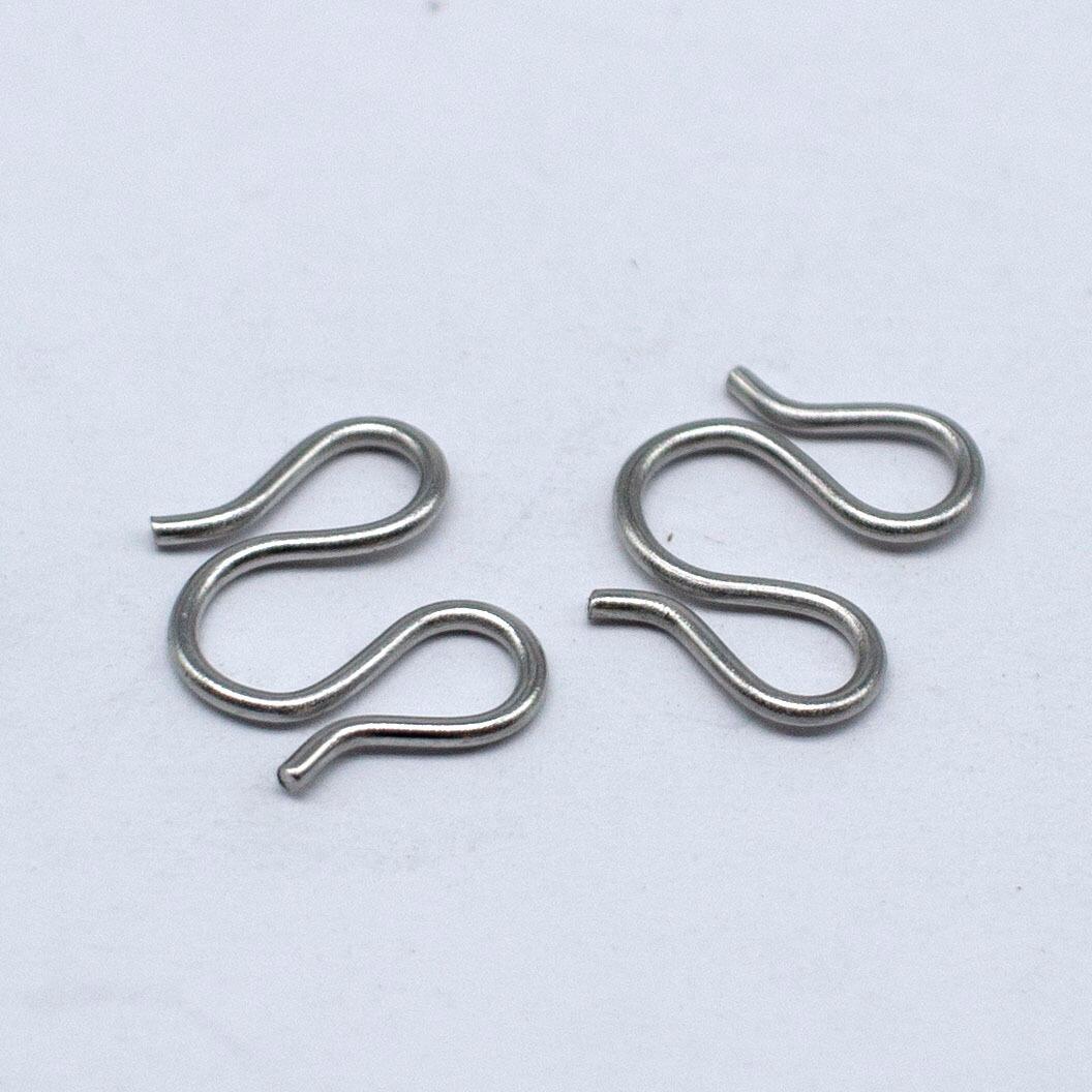 W Hook Clasp 13mm Rhodium   5pcs for jewellery making