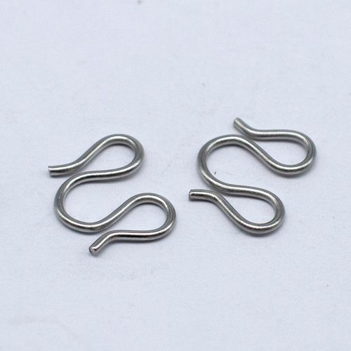W Hook Clasp 13mm Rhodium   5pcs for jewellery making