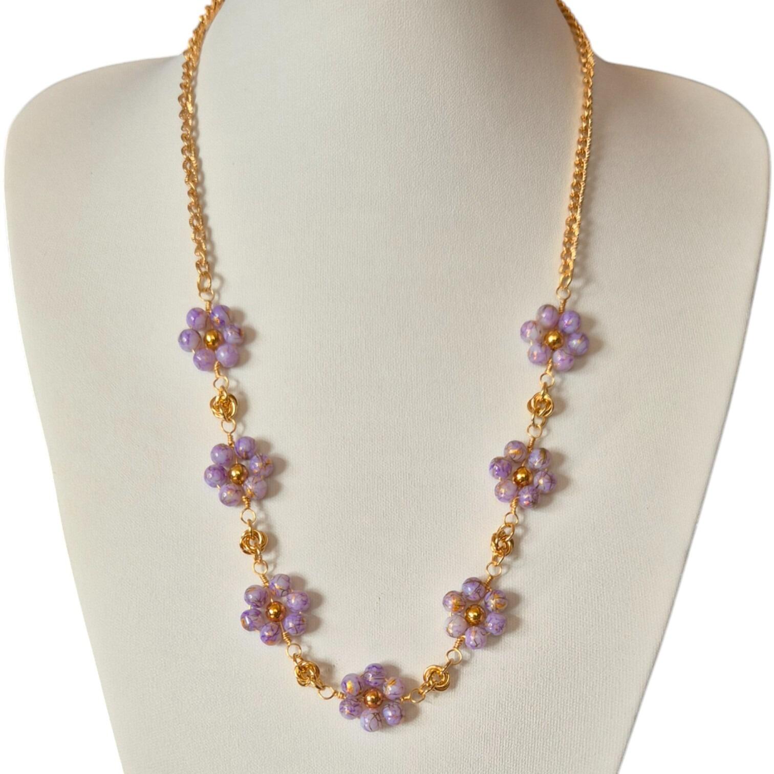 Noelani Floral Necklaces lilac necklace making kit — DIY set with beads and instructions for creating handmade jewelry
