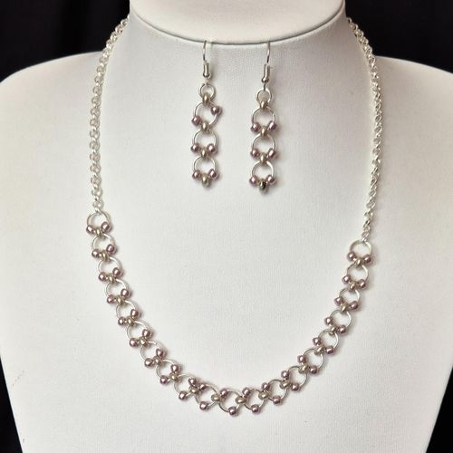 Onika Link Jewellery Set silver lilac jewelry making kit — DIY set with beads and instructions for creating handmade jewelry