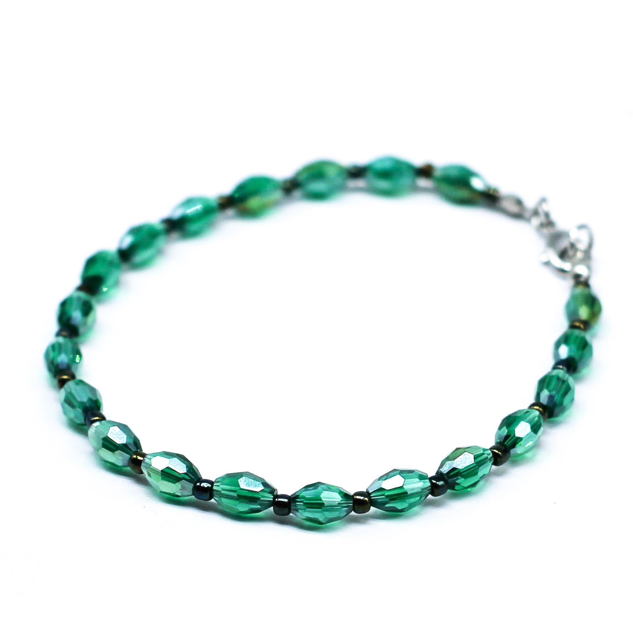 Crystal Rice Bracelets teal bracelet making kit — DIY set with beads and instructions for creating handmade jewelry