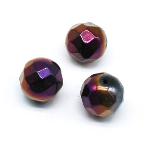 Large Facet Round Bead 19mm   Black Purple 1pc for jewellery making