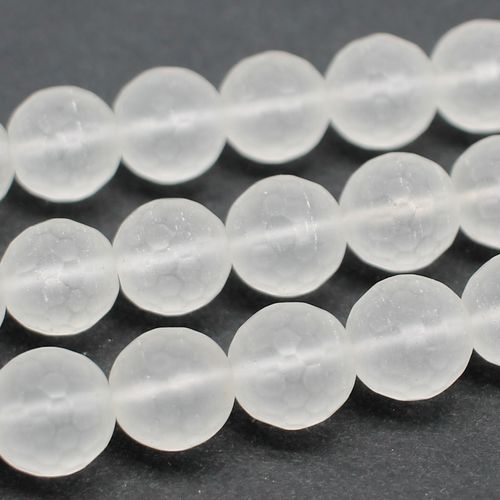 Glass Facet Round Beads 12mm Frost Firepolish Style 15" String for jewellery making