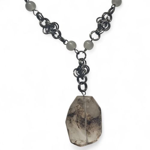 Volcano Chainmaille Necklace smoke necklace making kit — DIY set with beads and instructions for creating handmade jewelry