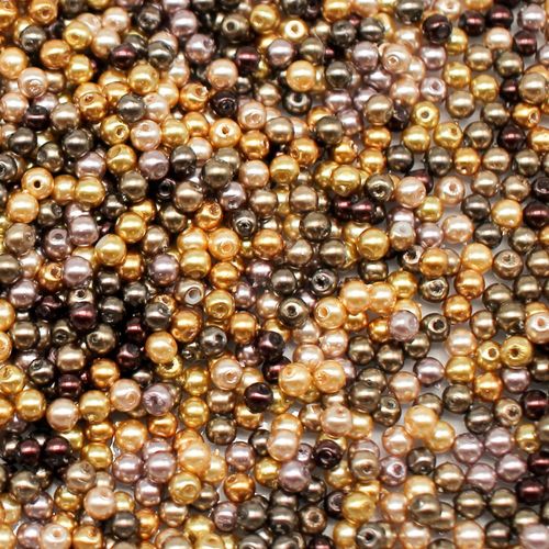 Glass Pearl Round Beads 3mm   Golden Autumn Mix 240pcs for jewellery making