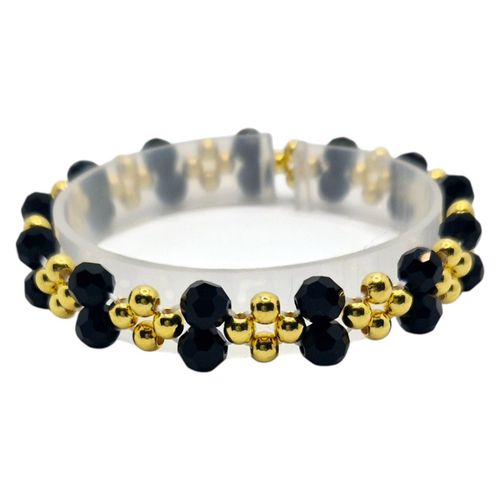 Maria Elastic Bracelet Makes 2 jet black bracelet making kit — DIY set with beads and instructions for creating handmade jewelry