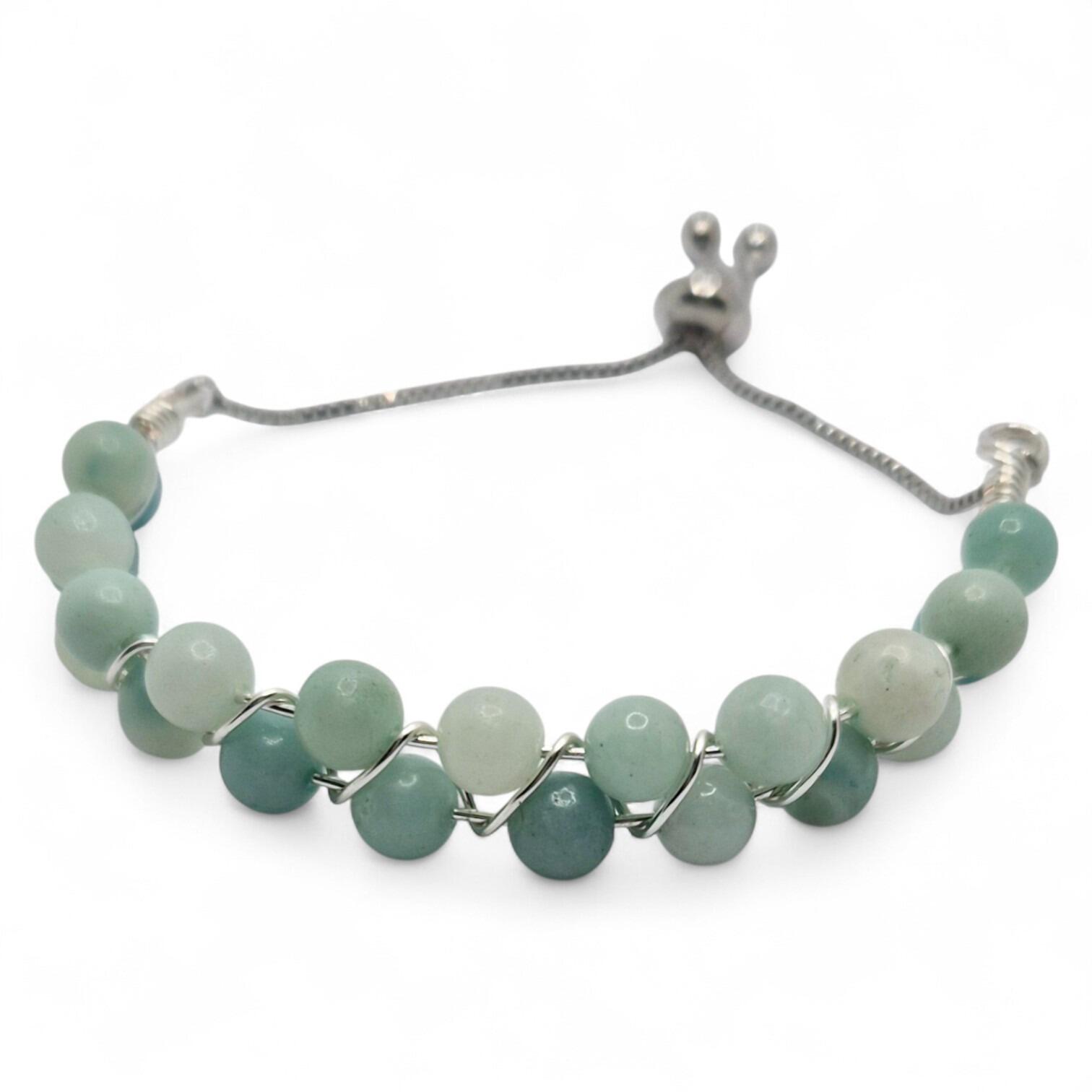 Rahima Slider Bracelet amazonite gemstone bracelet making kit — DIY set with beads and instructions for creating handmade jewelry