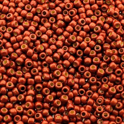 Toho Size 11 Seed Beads 10g - PF Gal Matt Brick Red