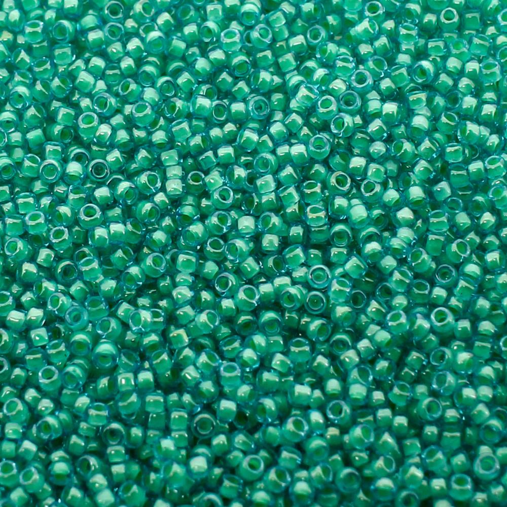 Toho Size 15 Seed Beads 10g - Inside Aqua Jonquil
