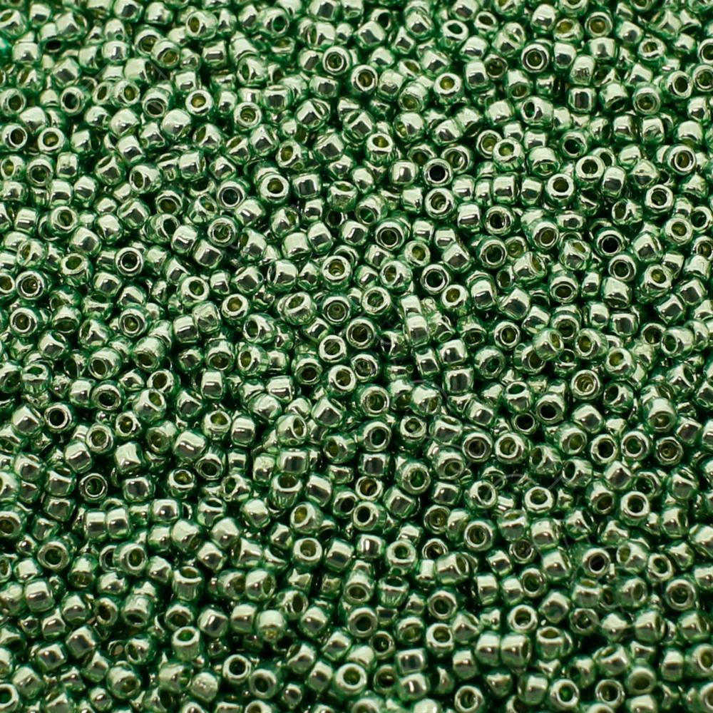 Toho Size 15 Seed Beads 10g - PF Galv Mint Green