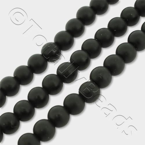 Synthetic Onyx Round Beads 6mm Matt 16" String