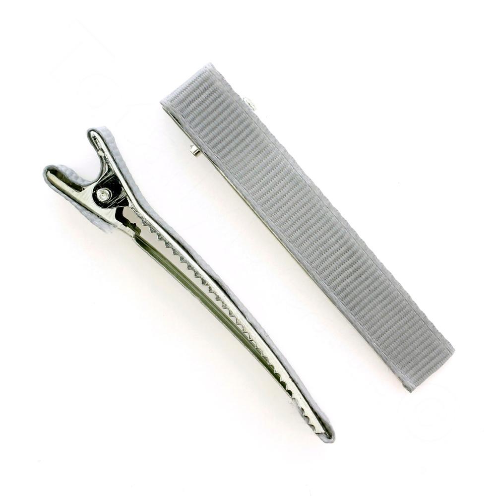 Hair Grip Fabric Covered - Silver Grey 1pc