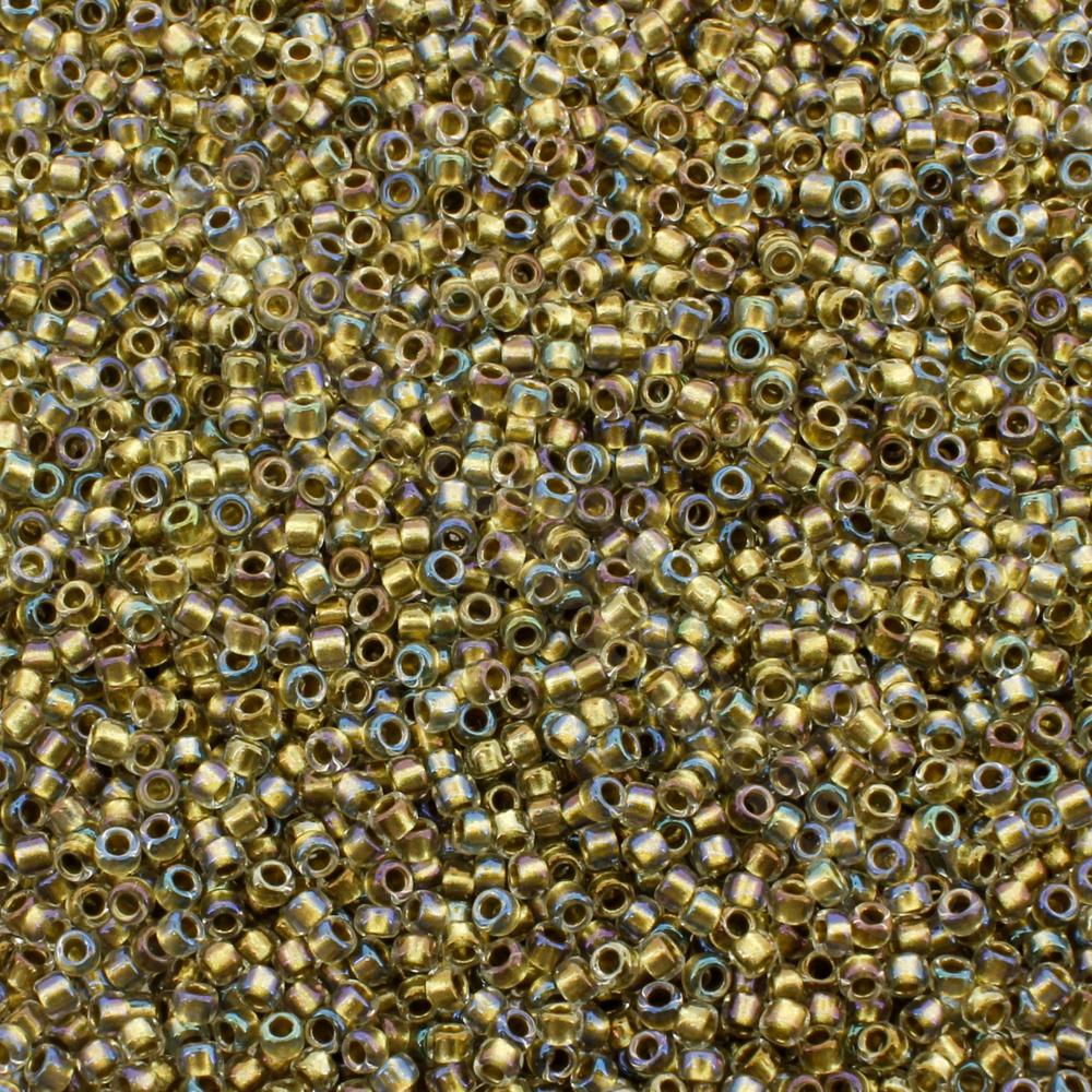 Toho Size 15 Seed Beads 10g - Gold Lined Crystal