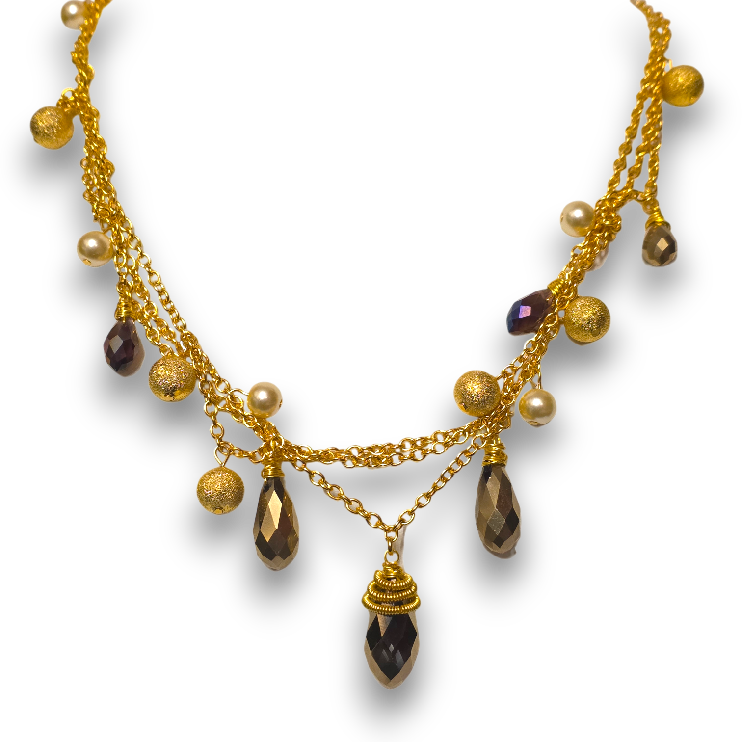Crystal Drop Necklace   Gold for jewellery making