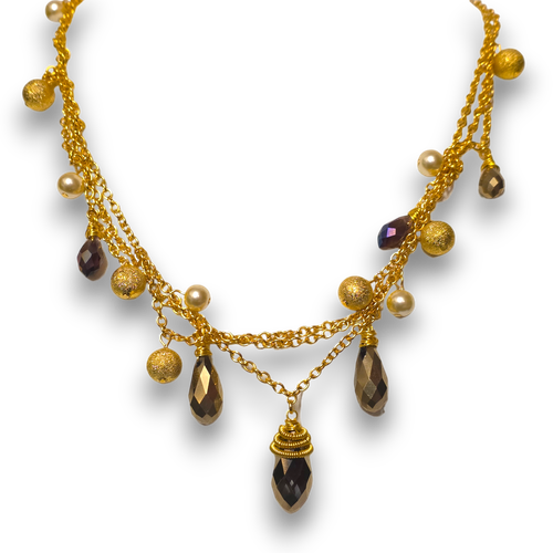Crystal Drop Necklace   Gold for jewellery making