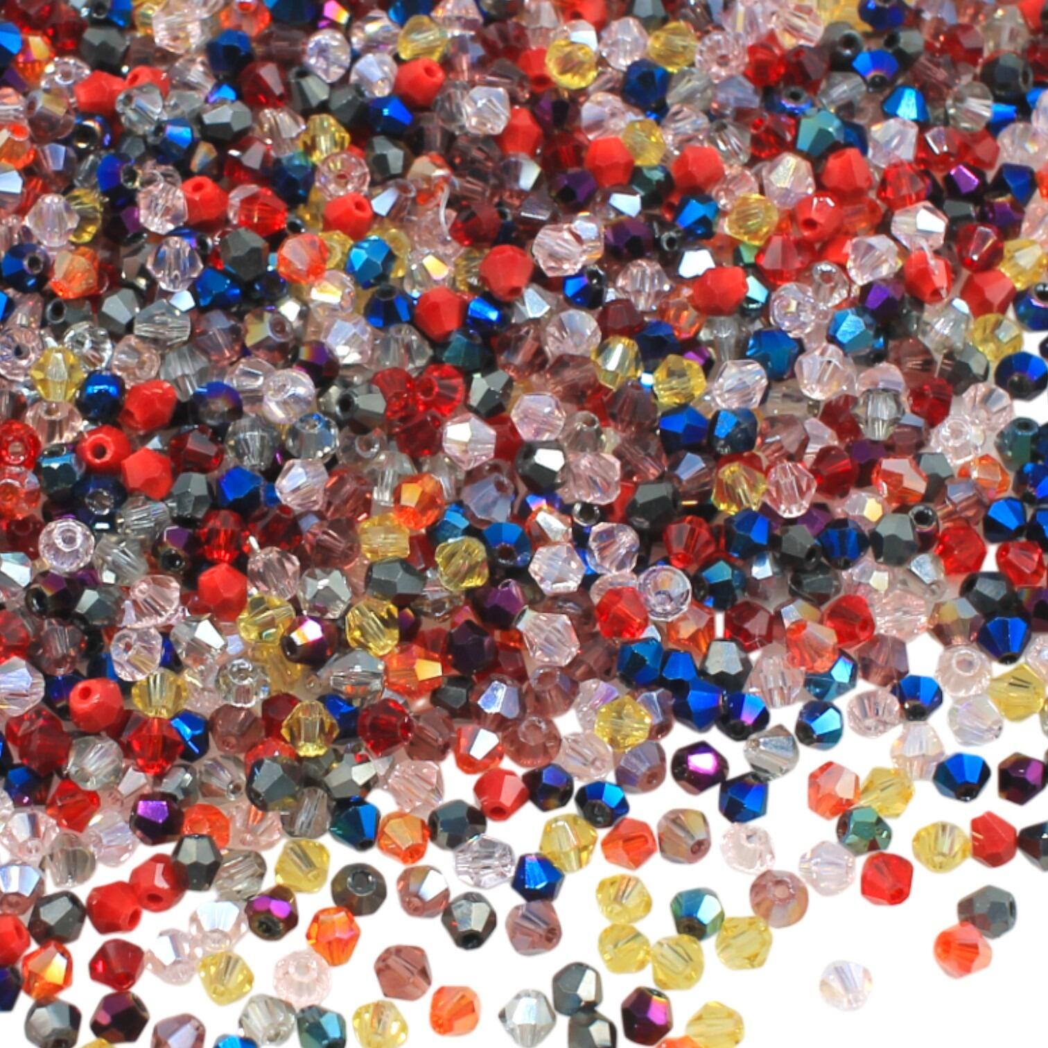 Crystal Bicone Beads 3mm   Mixed Colours 200pcs for jewellery making