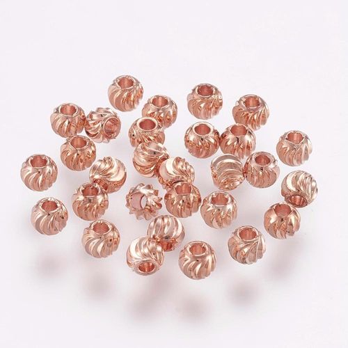 Brass Crescent Round Spacers 4mm Rose Gold 30pcs for jewellery making