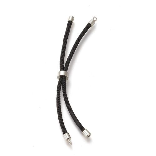 Adjustable Slider Cord Bracelet   Black with Rodium 4mm for jewellery making