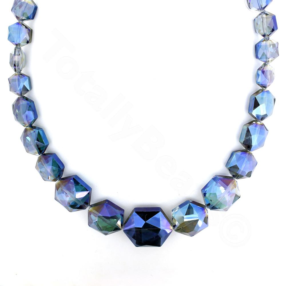 Crystal Hexagonal Beads Set Electric Blue