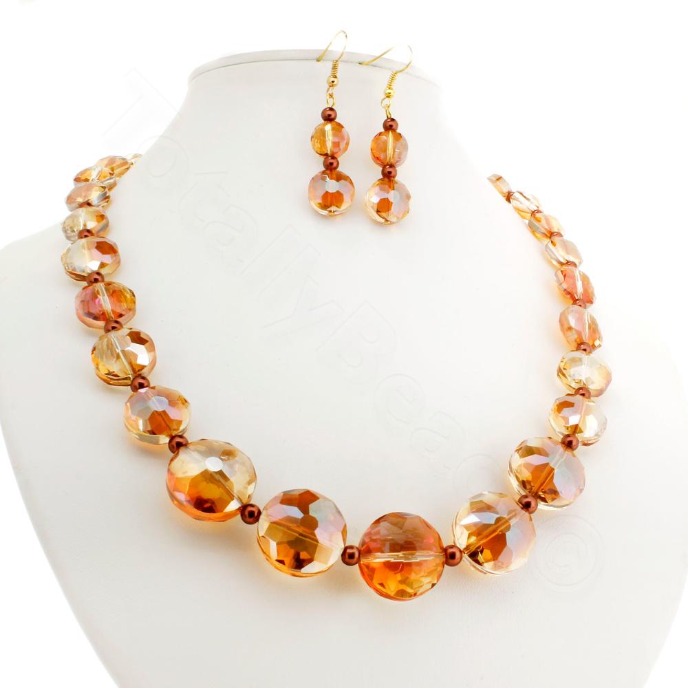 Crystal Coin Beads Set - Apricot Pink