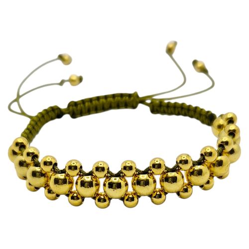 Jaynie Macrame Bracelets x5   Olive Gold 6mm for jewellery making