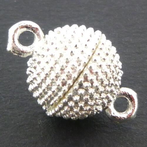 Magnetic Clasp Spotted Round 12mm   Silver Plate 1 per Bag for jewellery making