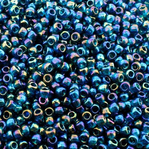 Toho Size 8 Seed Beads 10g   Trans Rainbow Teal 2mm for jewellery making