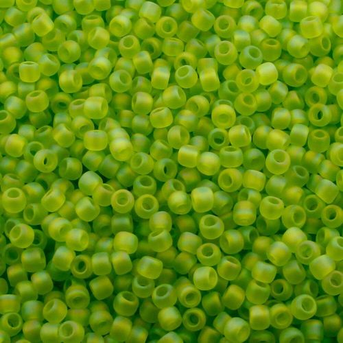 Toho Size 11 Seed Beads 10g   Trans Rainbow Frost Lime Green 6mm for jewellery making