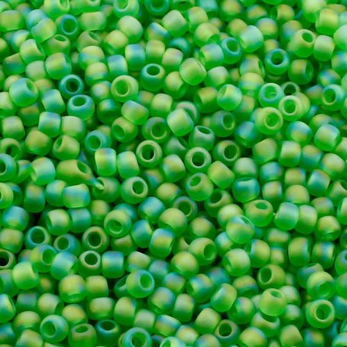 Toho Size 11 Seed Beads 10g   Trans Rainbow Frost Peridot 6mm for jewellery making
