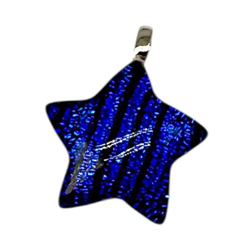 Dichroic Glass Pendant Star 20mm   Blue for jewellery making