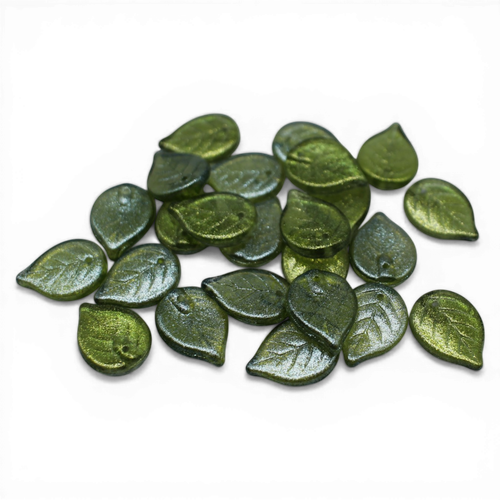 Czech Leaves 18mm   Deep Green 6pcs for jewellery making