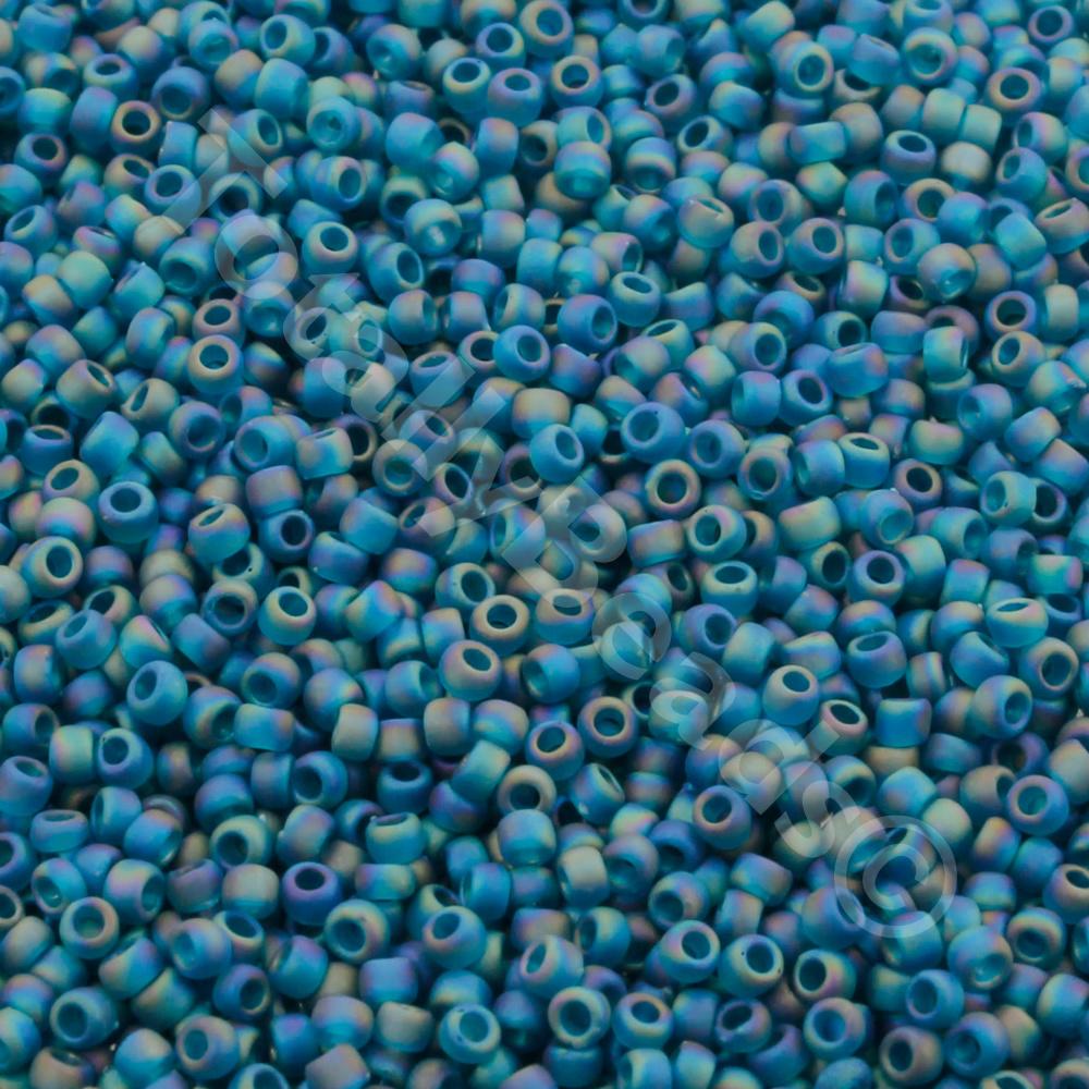 Toho Size 15 Seed Beads 10g - Trans. Rainbow Frosted Teal