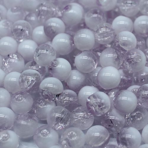 Crackle White Round Beads 10mm   Lilac 40pcs for jewellery making