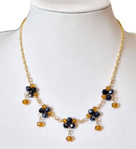 Michelle Crystal Necklace x3   Hematite & Topaz 4mm for jewellery making