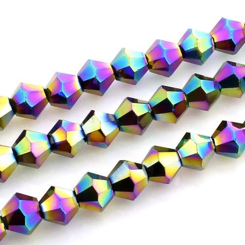 6mm crystal bicone beads rainbow — faceted for jewelry making and beadwork