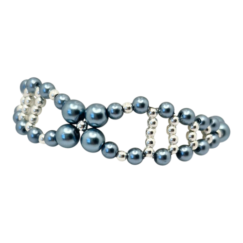 Norma Bracelet x4   Steel Blue 4mm for jewellery making
